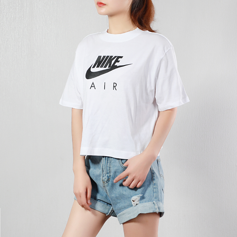 耐克nike 2019 女 nsw air top ss经典大logo休闲运动潮流圆领短袖t恤