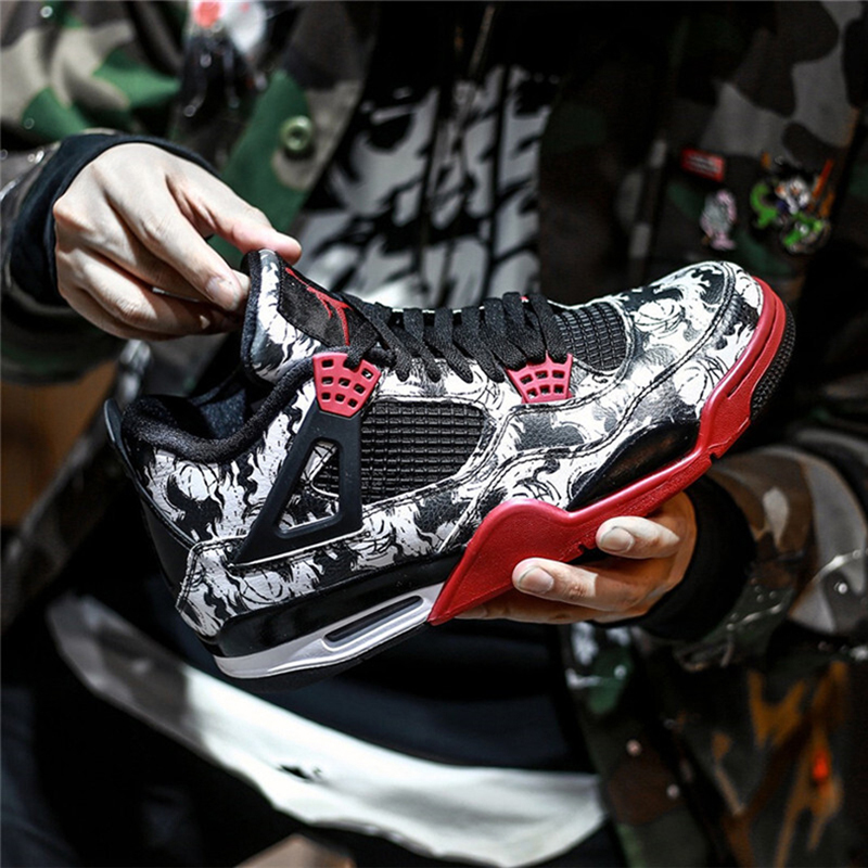 nike air jordan 4 tattoo aj4 中国水墨涂鸦刺青男子休闲运动篮球鞋