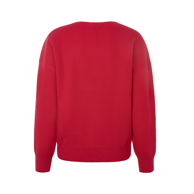 【19秋冬】suncoo/suncoo简约时尚字母logo设计红色女士针织衫/毛衣