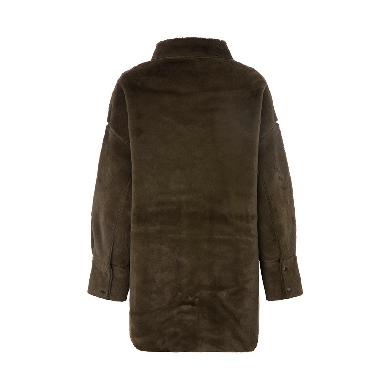 【国内现货】suncoo/suncoo毛绒质地拼接设计女士大衣外套