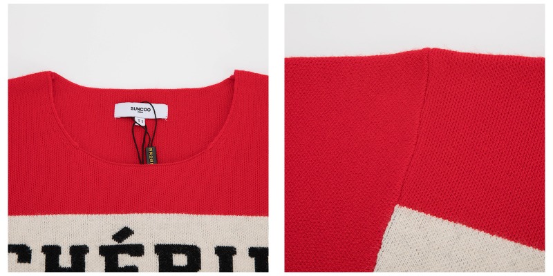 【19秋冬】suncoo/suncoo简约时尚字母logo设计红色女士针织衫/毛衣