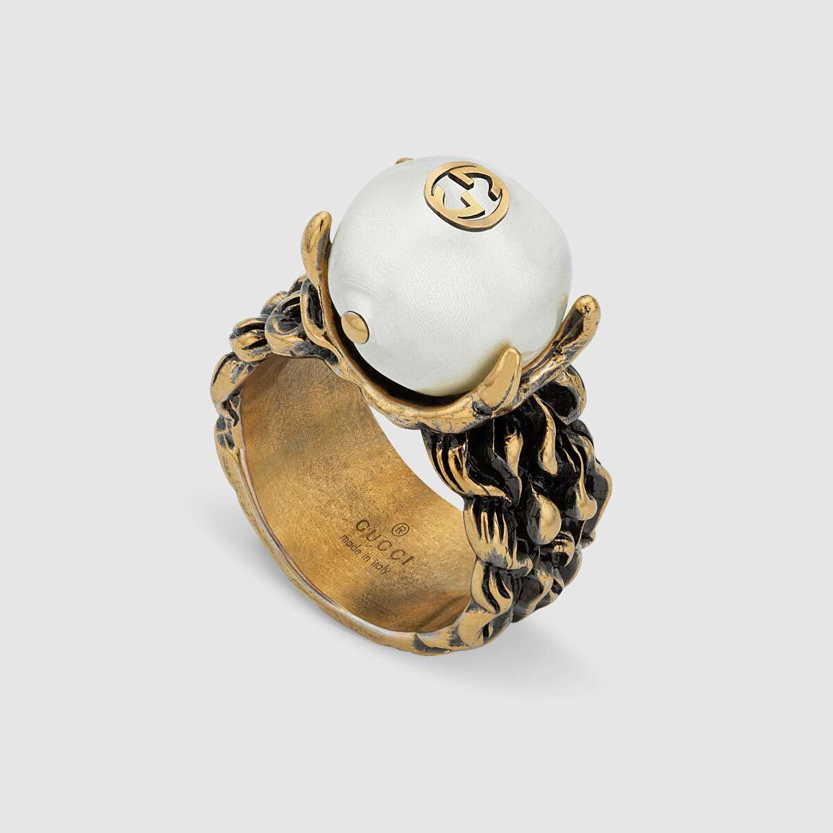 gucci 19春夏女士奶油色玻璃珍珠戒指 440993 i4620 8062 预定商品 1