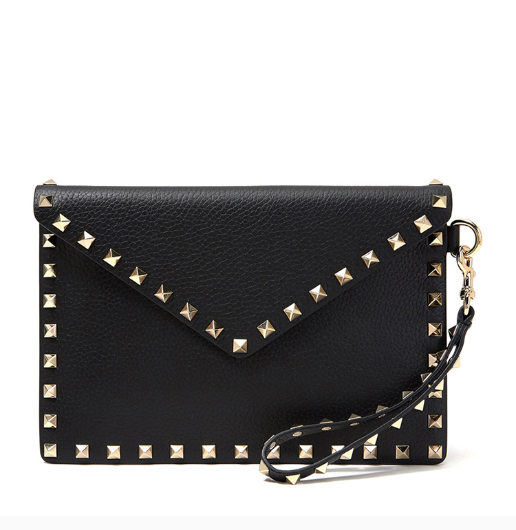 valentino/华伦天奴 20春夏 女士牛皮经典铆钉图案时尚信封包手拿包