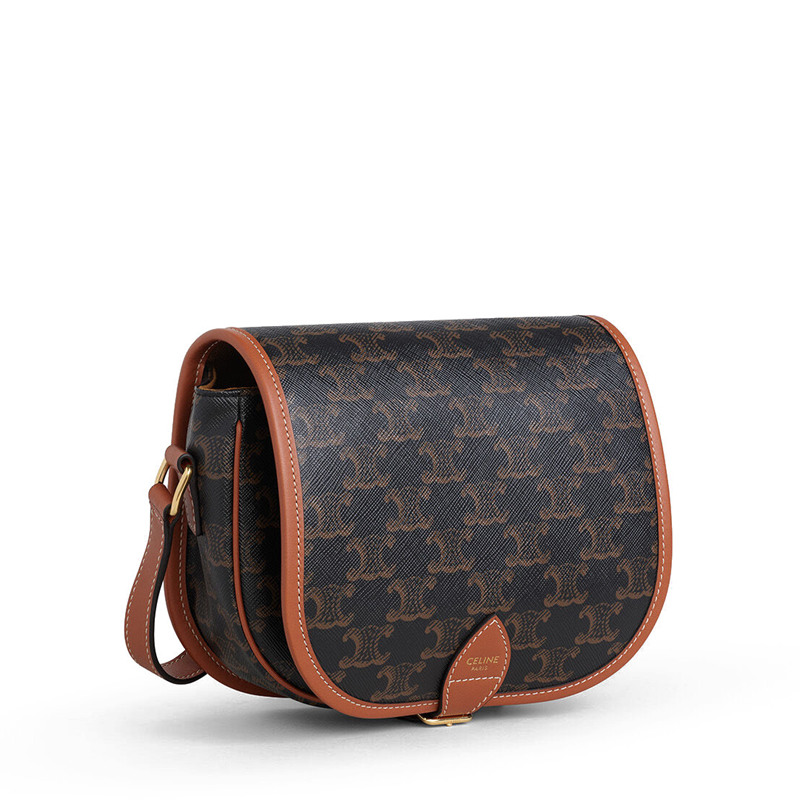 【包税】celine/赛琳 19秋冬新款folco 女士中号拼色帆布单肩马鞍包