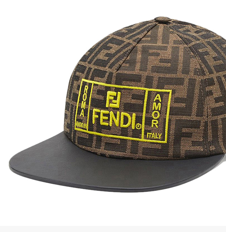 【包邮包税】fendi/芬迪 男女同款 中性棕色涤纶棉小牛皮fendi品牌