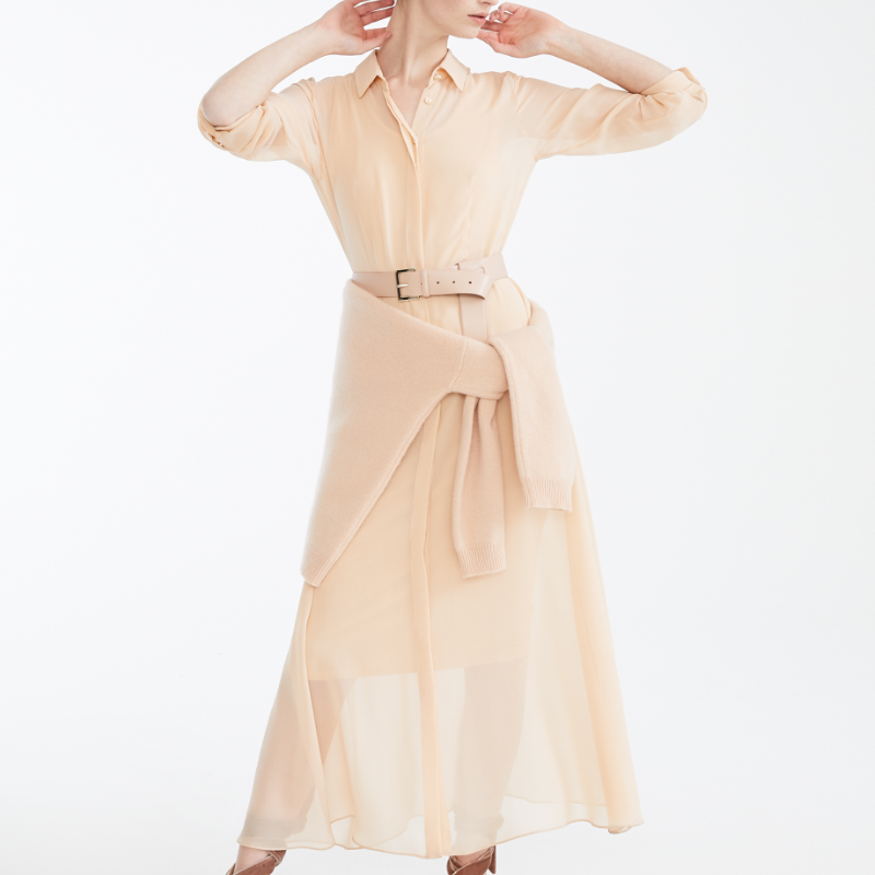 maxmara/麦丝玛拉 19秋冬女士新款乔其纱真丝绉纱连衣裙 两色可选