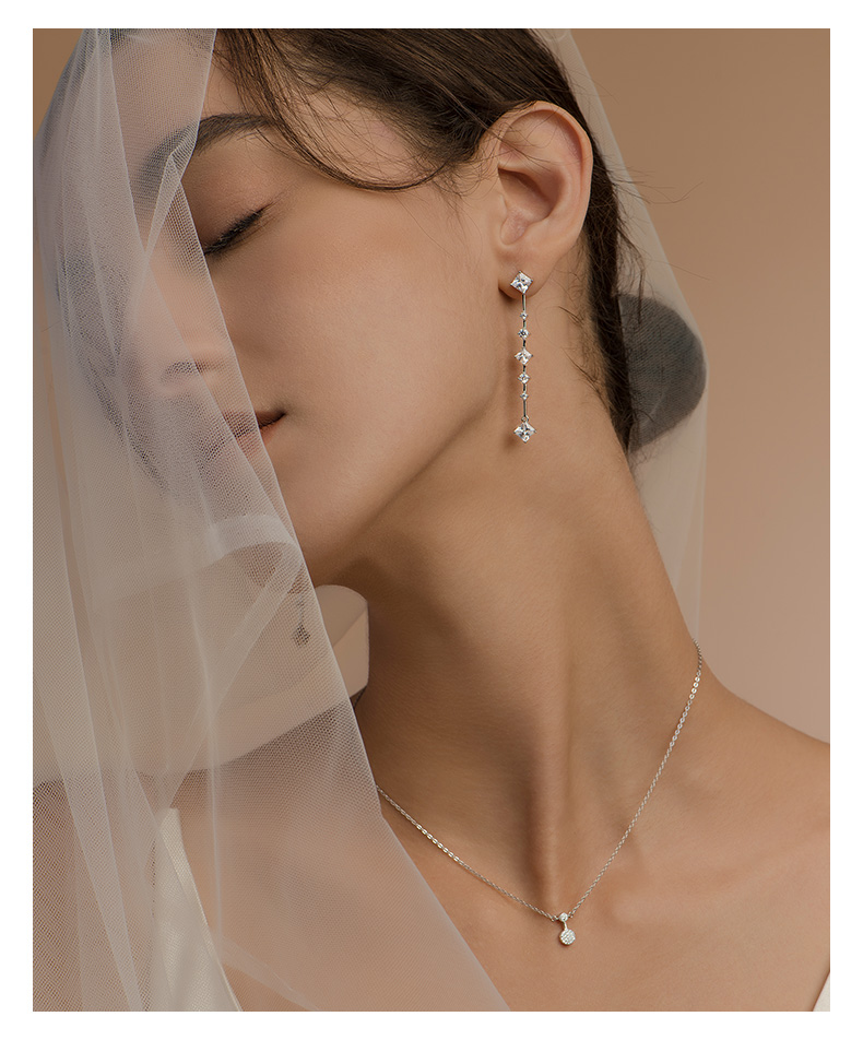 hefangjewelry/何方珠宝 芭蕾舞者系列 梦幻芭蕾长耳环 925纯银女超仙