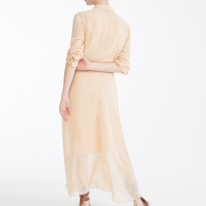maxmara/麦丝玛拉 19秋冬女士新款乔其纱真丝绉纱连衣裙 两色可选