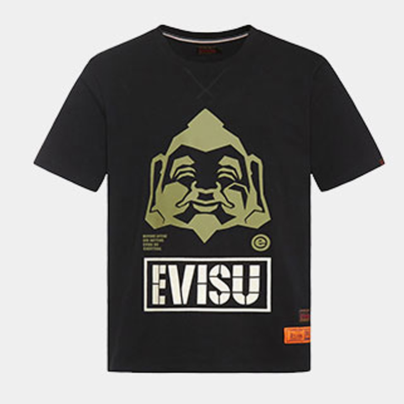 evisu/惠美寿 福神 19秋冬 男士字母佛头标志印花短袖t恤 男士运动t恤