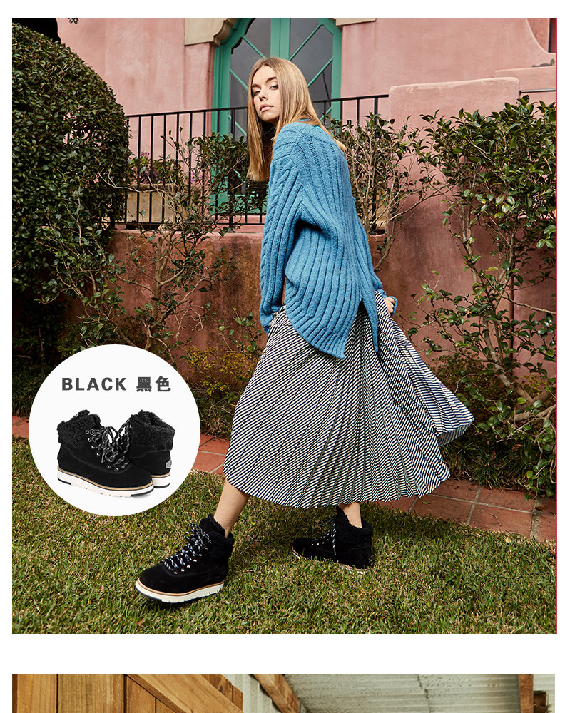 ozwear/ozwear女款罗莉绑带翻毛雪地鞋ozw139 女士休闲运动鞋