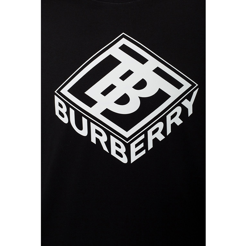 burberry/博柏利 新款黑色棉质立体字母印花 男士t恤男