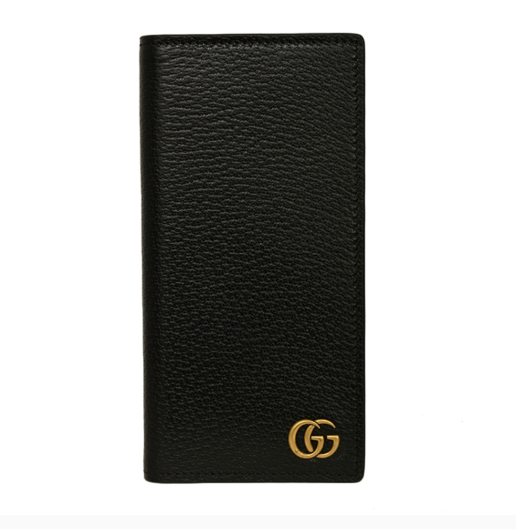 【包税】gucci/古驰 20春夏 男士黑色皮革经典双g竖款长款钱包手拿包
