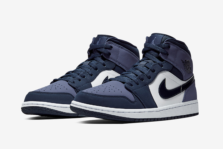 nike 耐克 aj1 男款中帮桑德紫nike air jordan 1 mid 篮球鞋554724