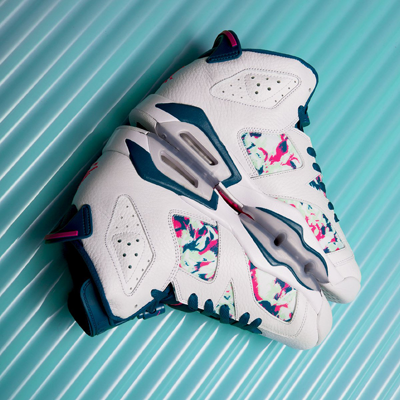 air jordan 6 gs green abyss aj6扎染 油画 543390-153女士篮球鞋