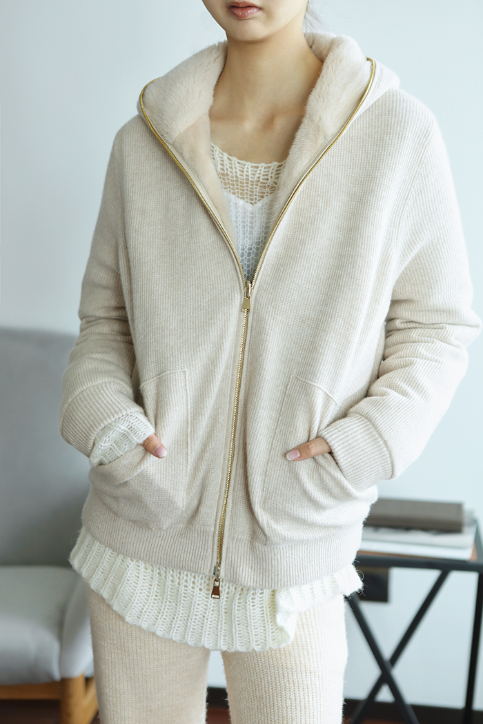 哥本哈根f号紫标小母貂 羊绒内里双面穿皮草外套