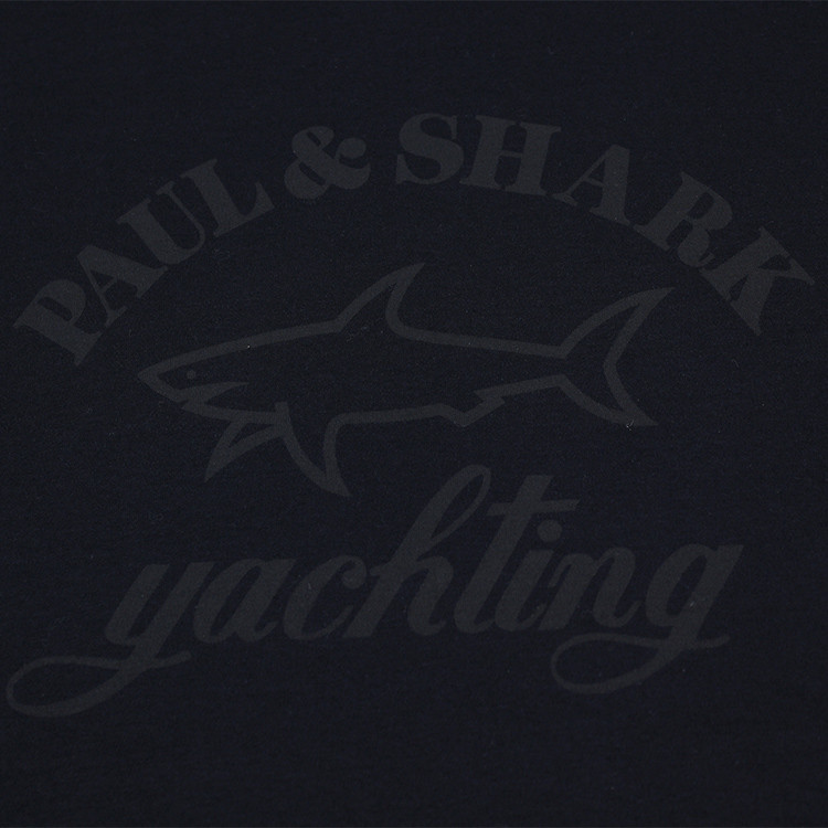 paul&shark/鲨鱼 经典刺绣鲨鱼图标 黑色 正常版 纯棉 男士长袖t恤
