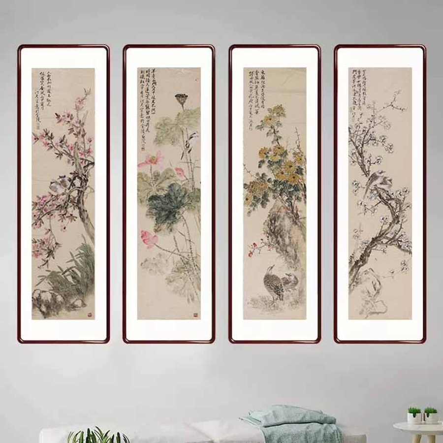 订制 夏淑君 《花开四季》/33x131cm x4件/传统水墨