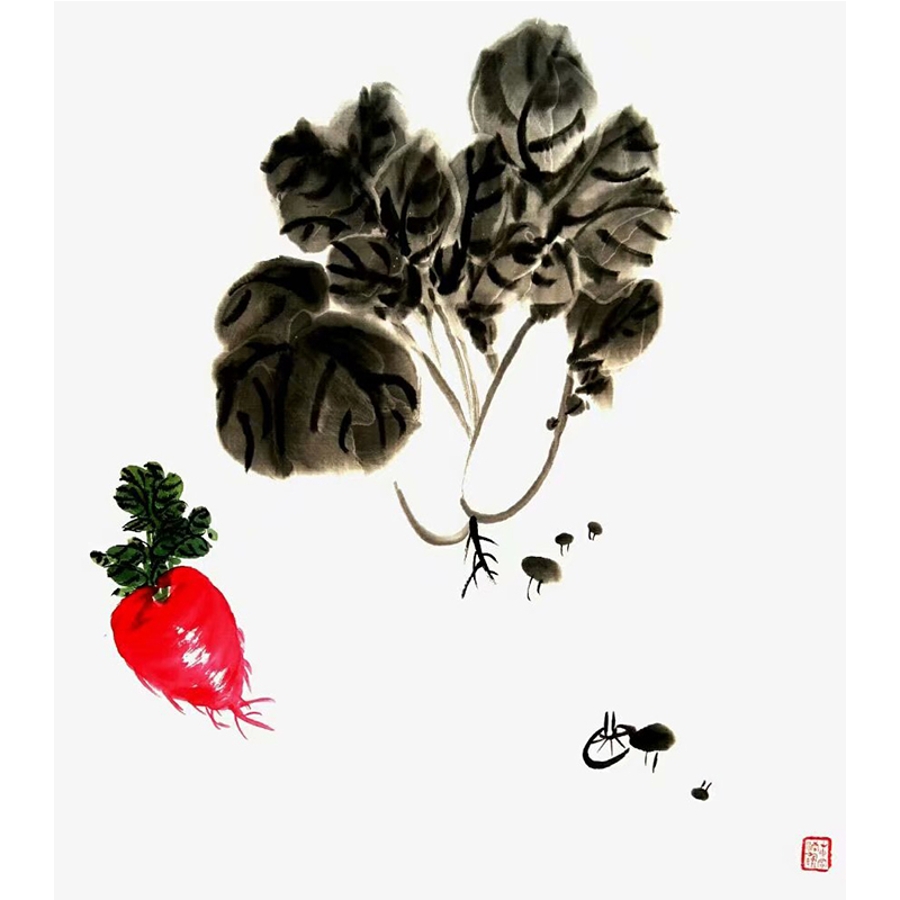 订制 赵松林《嚼得菜根百事香》/50x50cm/传统水墨