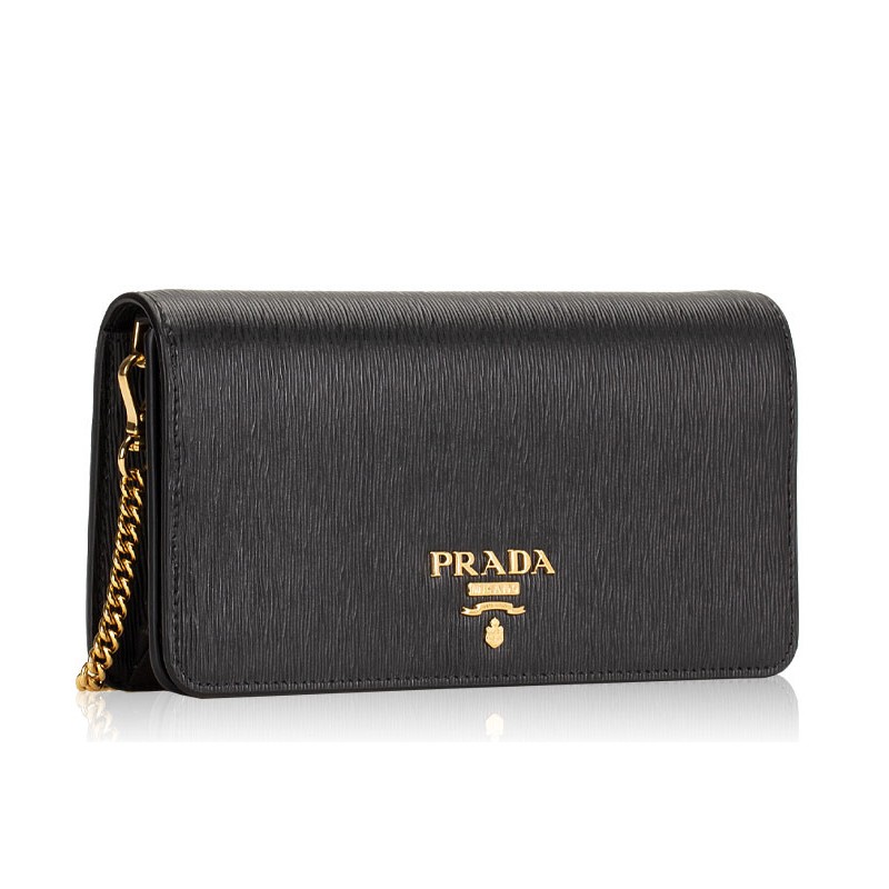 prada/普拉達 女士皮質水波紋字母徽標logo鏈條單肩包斜挎包手拿包