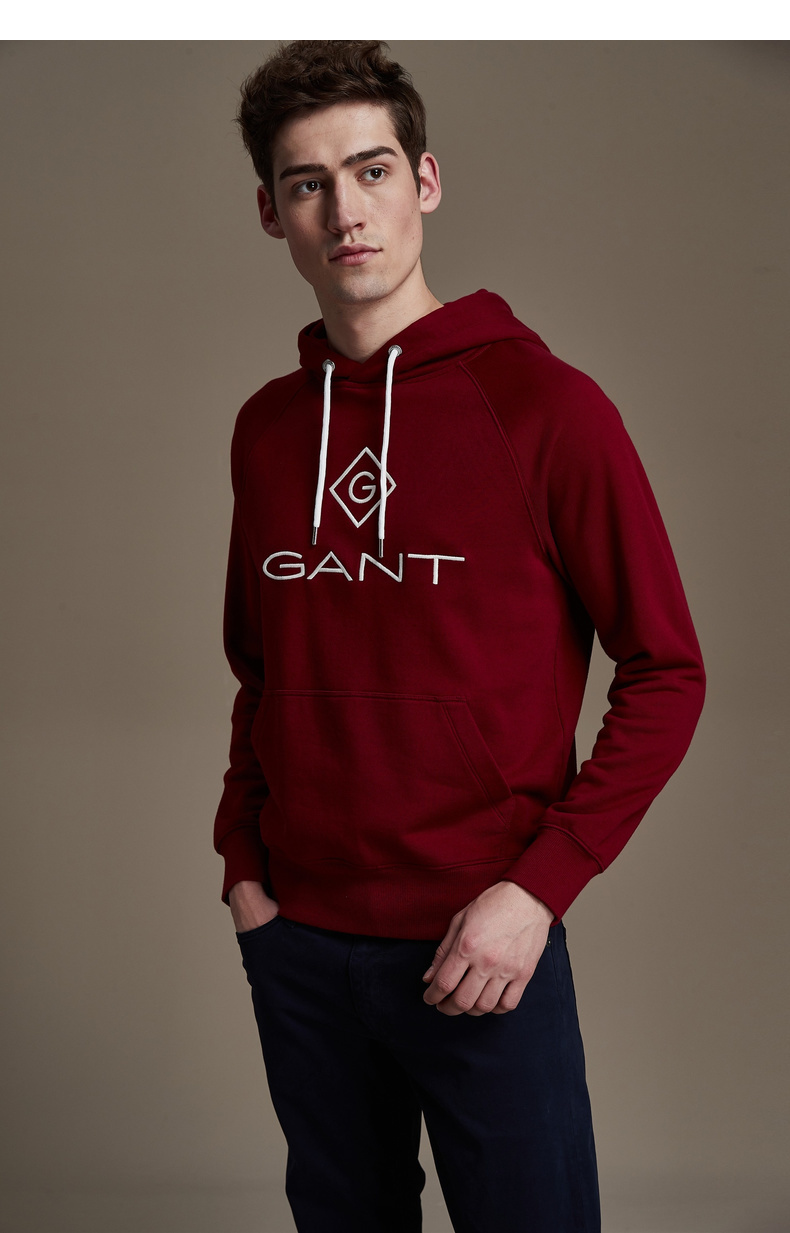 gant/甘特 2019秋冬新品 男卫衣 字母logo连帽套头卫衣 2047054