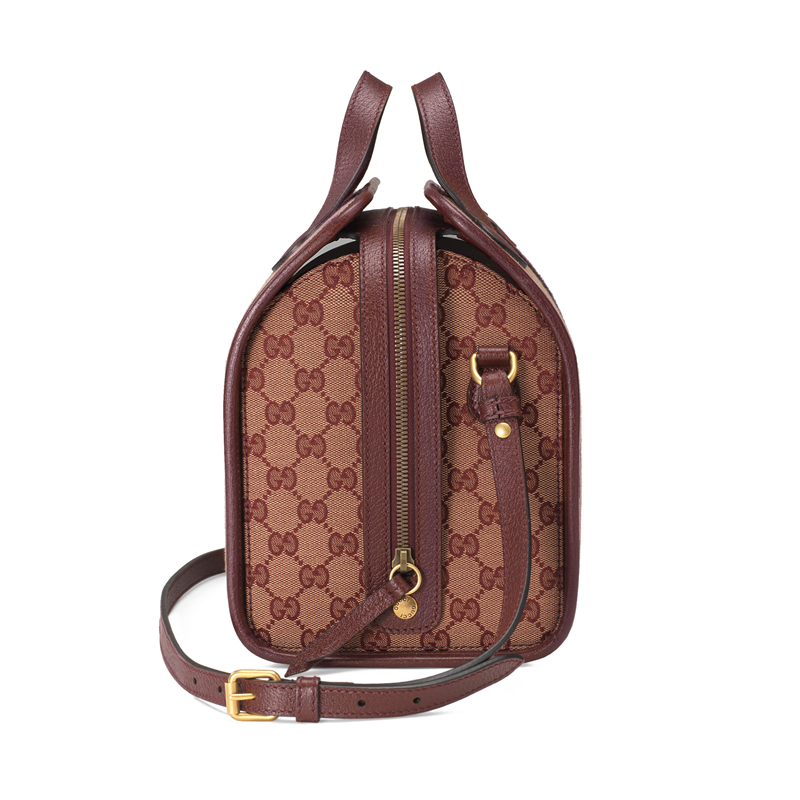 包邮包税gucci古驰ophidia男士迷你酒红色帆布手提单肩旅行包5652249