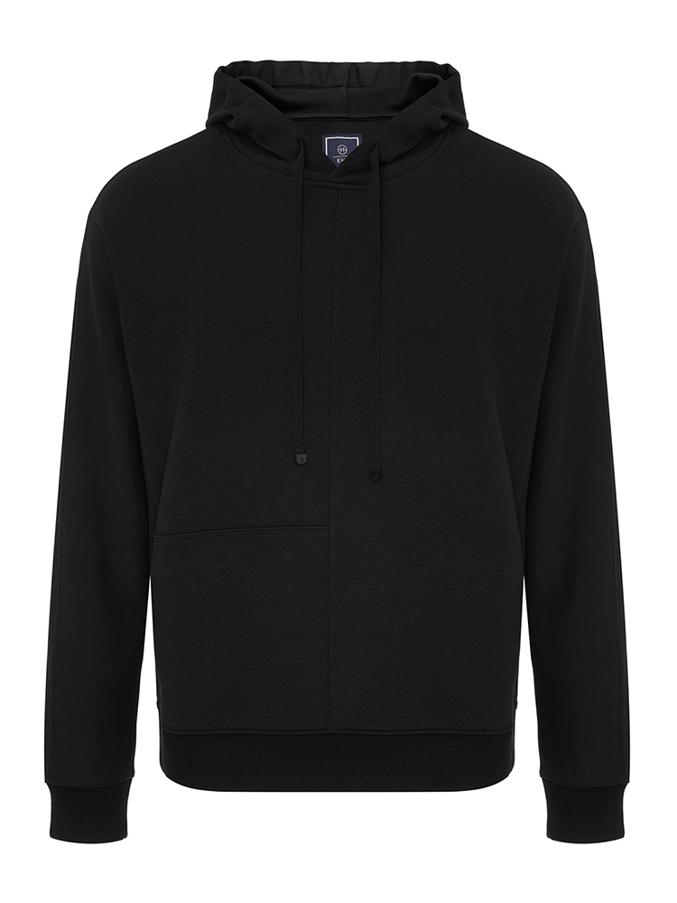 ehe/ehe秋季黑色时尚拼接金属拉链连帽男卫衣