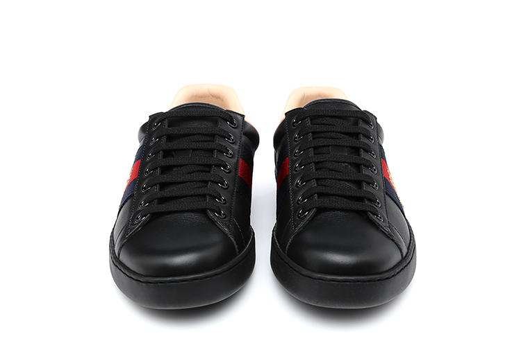 gucci古驰ace织带小蜜蜂男士板鞋休闲鞋黑色429446a38g0