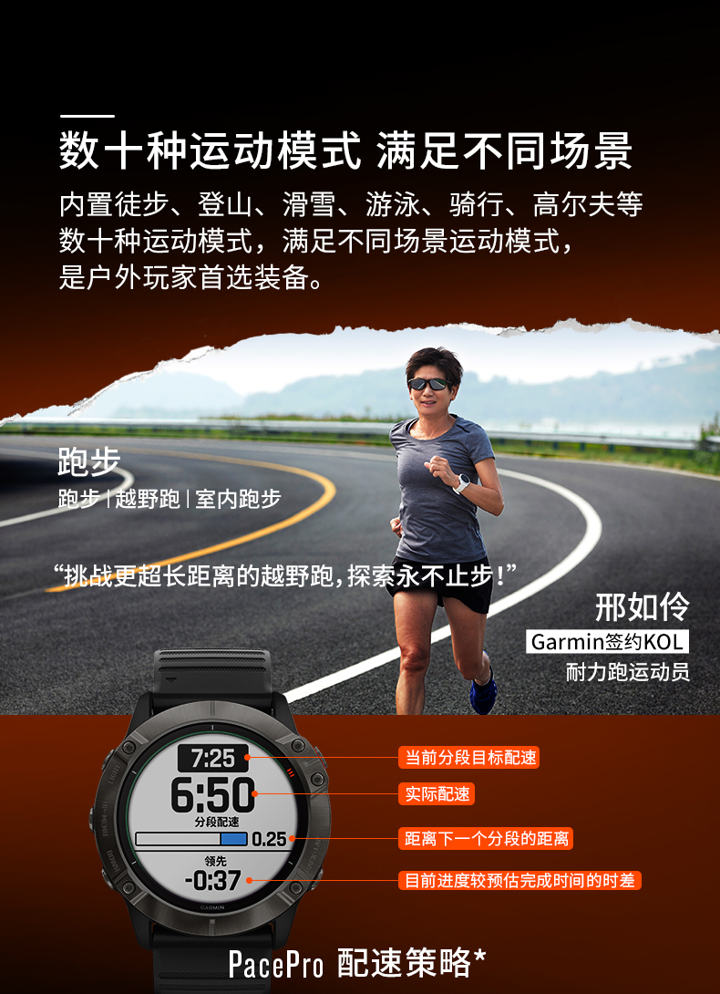 garmin/佳明fenix6 prosolar戶外海拔登山gps運動心率跑步手錶旗艦