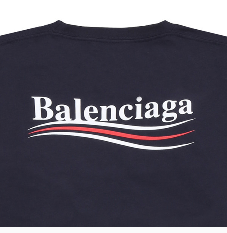 balenciaga/巴黎世家 19秋冬 男士深藍色棉質logo印花時尚爆款可樂