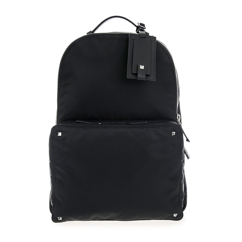 【秋冬上新】valentino/华伦天奴 男士黑色尼龙双肩包vltn字母肩带