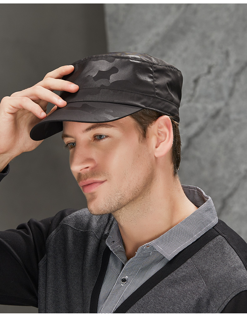 kenmont/卡蒙2019秋冬新品短帽檐黑色户外帽子男冬季平顶帽迷彩军帽