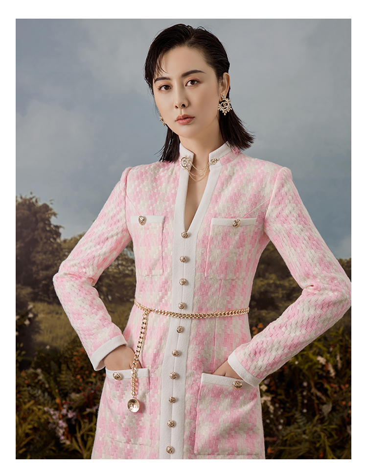 tracy chu/tracy chu朱熙越设计师原创设计19年秋冬毛线编织格子面料