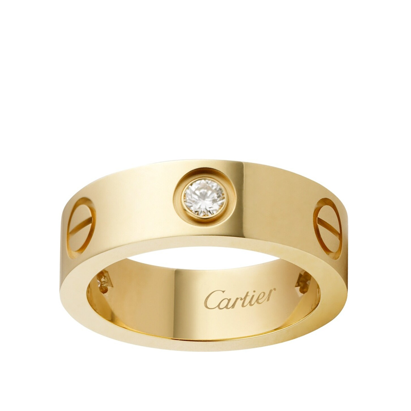 【包稅】cartier/卡地亞 經典款love 18k金黃金鑽石戒指 鑲嵌3顆鑽石