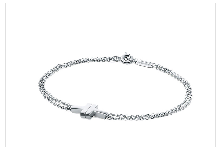 蒂芙尼 tiffany t系列纯银双链手链 grp10553