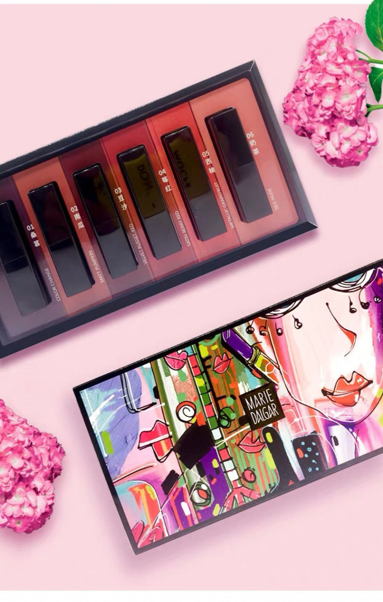 mariedalgar/玛丽黛佳口红控唇膏礼盒六支mini装 保湿滋润不脱妆