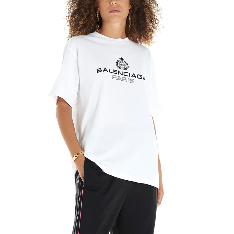 balenciaga/巴黎世家 19年秋冬logo印花休闲舒适女士短袖t恤白色