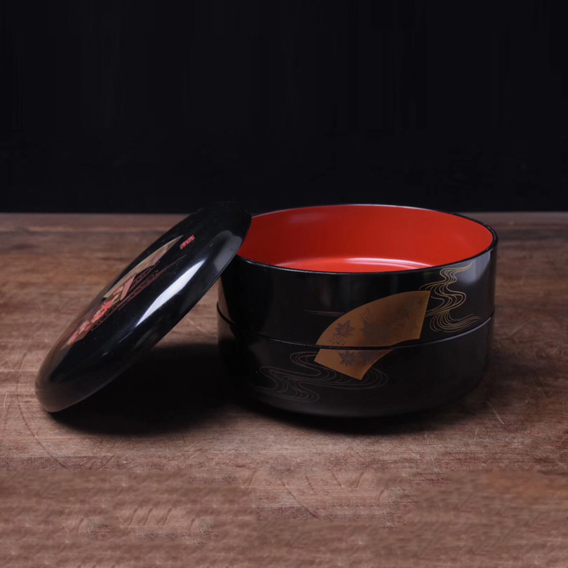 geichie艺智绘日本昭和时期大漆描金双层文盒摆件装饰品