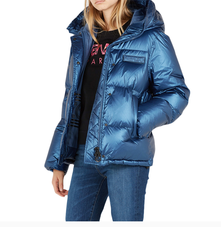 kenzo/高田贤三 19秋冬 女士羽绒亮面短款时尚连帽保暖外套羽绒服棉服