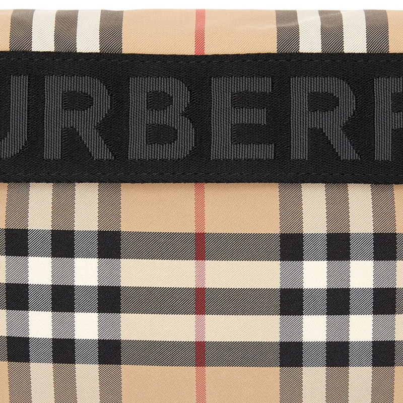 burberry/博柏利 男女同款中号vintage格纹拼标志性条纹腰包 8014715