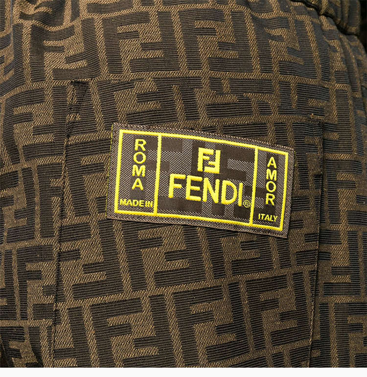 fendi/芬迪 20春夏 男装 服装 棕色棉质经典双f复古logo印花装饰长裤