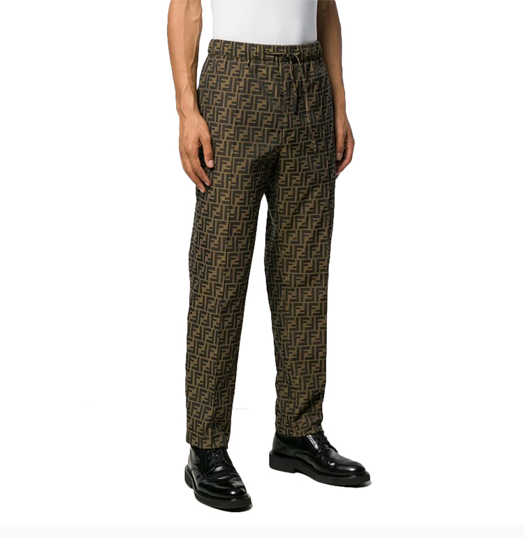 【包税】fendi/芬迪 20春夏 男装 服装 棕色棉质经典双f复古logo印花