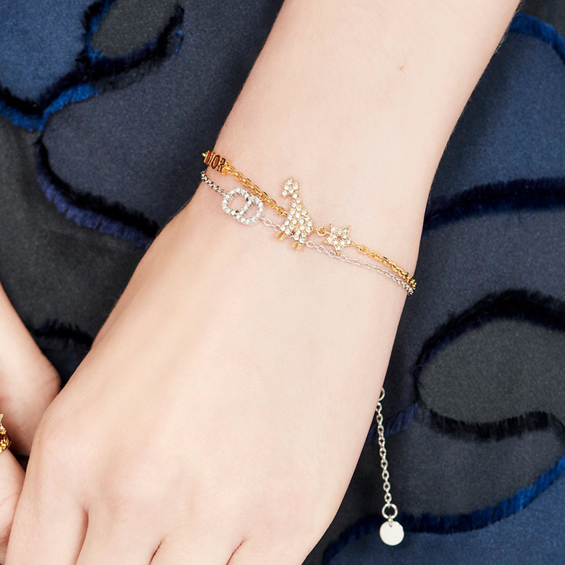 【包税】dior/迪奥 clair d lune白水晶cd字母钯饰面手链 b0845cdlcy