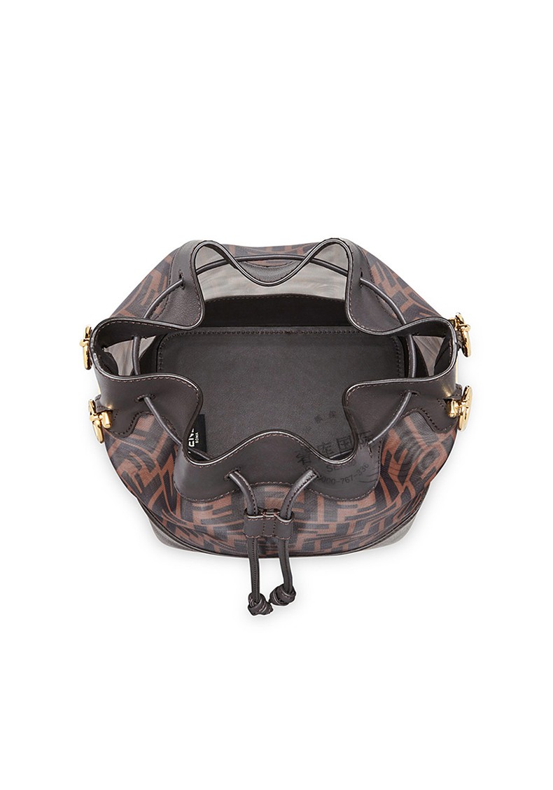 fendi/芬迪  女包ff老花图案抽绳单肩手提水桶包