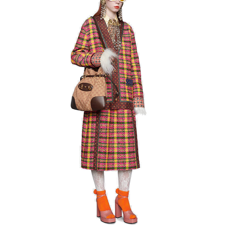 【包邮包税】gucci/古驰 2020早春新款1955 女士经典米色帆布双g马衔