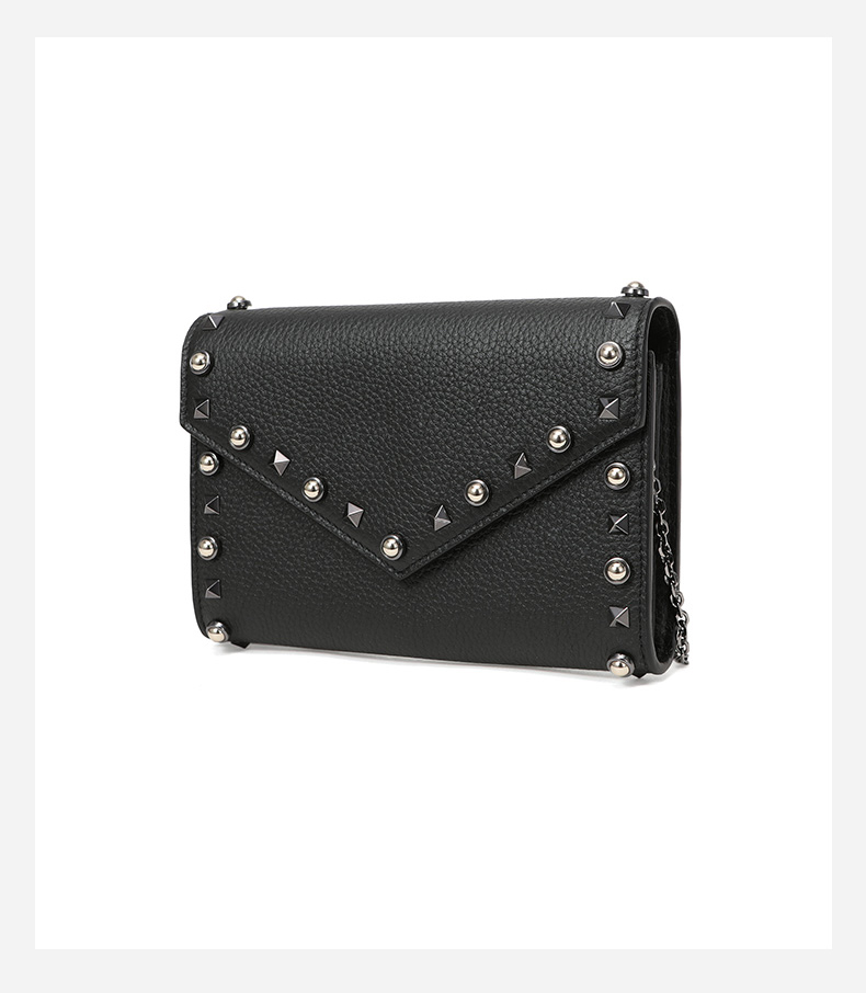 valentino/华伦天奴女士牛皮铆钉装饰荔枝纹单肩斜跨包qw2p0q48b-cdx