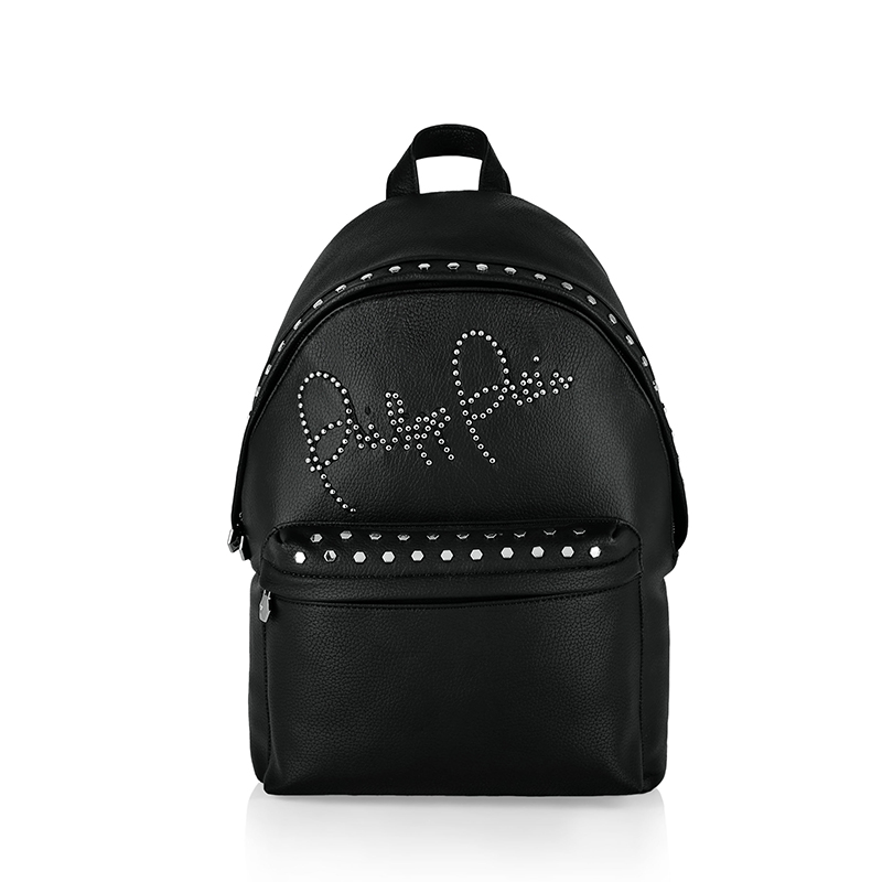 philipp plein/菲利普·普兰新品黑色皮革字母铆钉双肩