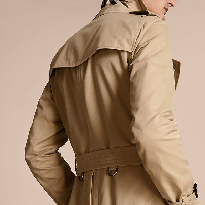 burberry博柏利男装风衣经典wiltshire系列男士蜂蜜色长款系扣棉质