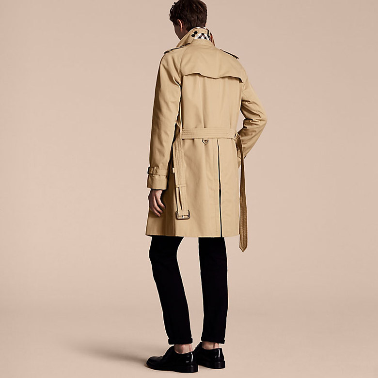 burberry博柏利男装风衣经典wiltshire系列男士蜂蜜色长款系扣棉质