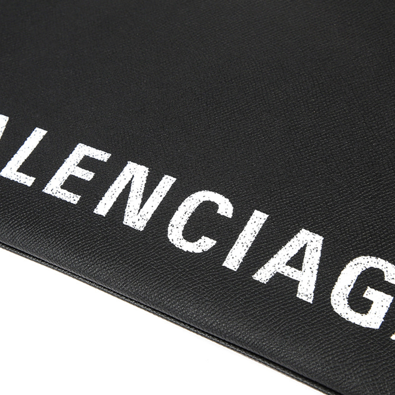 balenciaga/巴黎世家 手拿包男女同款大号黑色 超大字母标识图案矩形