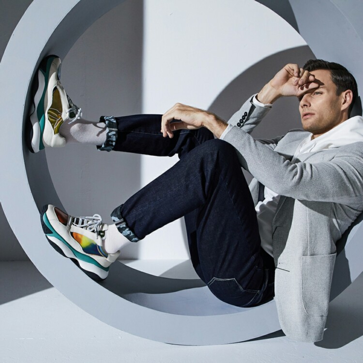 【19秋冬】ferrero ross/费列罗斯 牛皮 男士潮流炫彩镭射拼接 时尚超